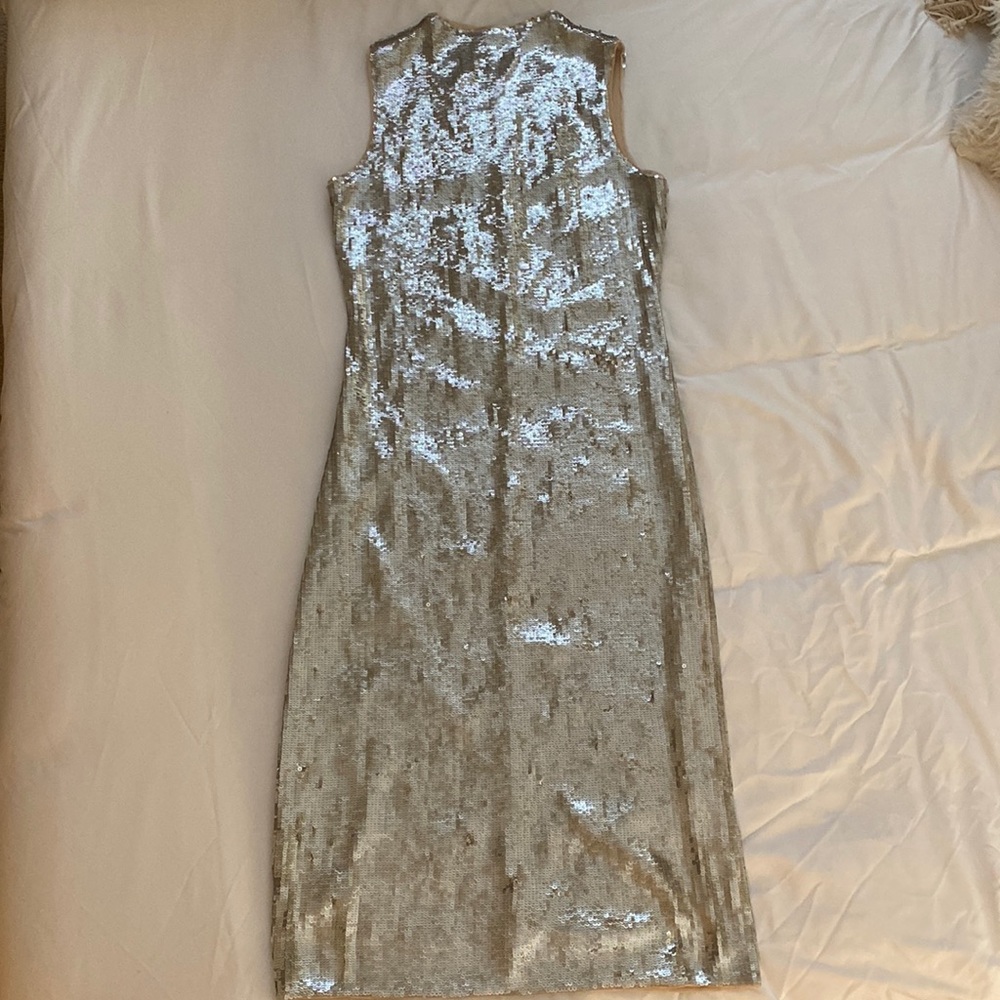 Silver Sequin Disco Slip-on Dress